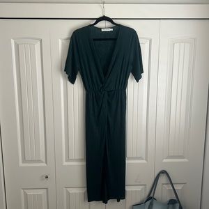 Emerald green, quarter sleeve midi dress